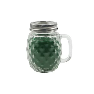 Bougie décorative et parfumée Eucalyptus et menthe dans une chope en verre D 5 x H 9 cm durée 10 h
