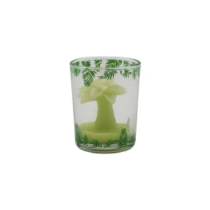 Bougie décorative Palmier dans un pot en verre D 5.5 x H 7.0 cm durée 3 h