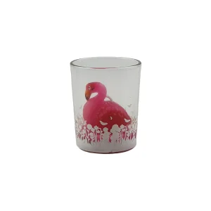 Bougie décorative Flamant rose dans un pot en verre D 5.5 x H 7.0 cm durée 3 h