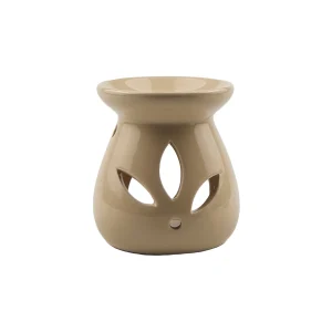 Brûle-parfum en céramique beige D 7 x H 8 cm