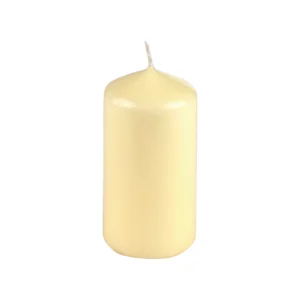 Bougie pilier beige parfumée vanille D 6 x H 11 cm durée 18 h Homea