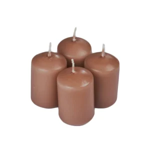 Lot de 4 bougies pilier taupe parfumées opium D 4 x H 6 cm durée 6 h Homea