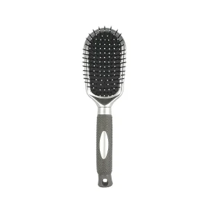 Brosse à cheveux avec picots en finition boule sur un coussin d’air en plastique argent et manche caoutchouc gris Elegance Beauty