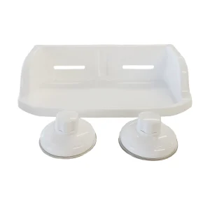 Etagère de douche rectangulaire en plastique blanc L 30 x l 17 x H 8 cm avec ventouses très fortes Douceur d’intérieur