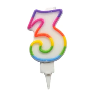 Bougie d’anniversaire multicolore chiffre 3 Rire et confetti