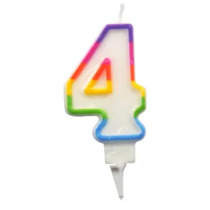 Bougie d’anniversaire multicolore chiffre 4 Rire et confetti