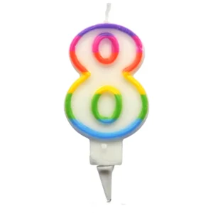 Bougie d’anniversaire multicolore chiffre 8 Rire et confetti