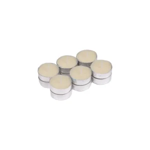 Lot de 12 bougies chauffe-plat beiges parfumées Vanille durée 3 h Homea