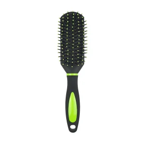 Brosse à cheveux avec picots en finition boule sur un coussin d’air L 24 cm en plastique noir mat avec des parties colorées brillantes