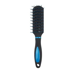 Brosse à cheveux avec picots en finition boule L 24 cm en plastique noir mat avec des parties colorées brillantes