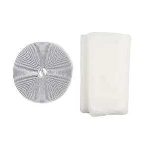 Ensemble de moustiquaire en polyester blanc L 150 x l 130 cm + bande de fixation en velcro adhésive L 5.6 m x l 0.7 cm Luance