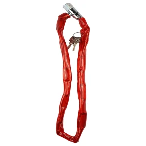 Chaîne anti-vol en métal renforcé pour vélo L 90 x D 2 cm avec 2 clés