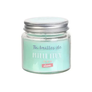 Bougie parfumée au camélia dans un pot en verre avec une citation H 6.5 cm