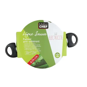 Faitout anti-adhérent en aluminium pour gaz et électricité avec couvercle en verre Maître chef
