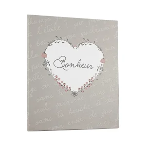 Album photo 100 pages à couverture rigide cœur “bonheur” H 16.7 x l 13.0 cm pour 100 photos de L 15 x l 10 cm Ostaria