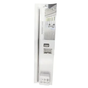 Barre à ustensiles en acier inoxydable L 54 cm avec 8 crochets et visserie Maître chef