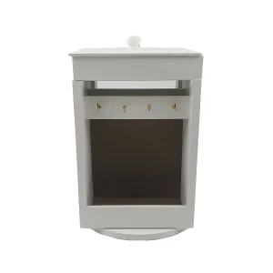 Boîte à bijoux Tour pivotante en bois blanc l 15.5 x P 15.5 x H 25 cm avec des fonctions différentes sur chaque face dont miroir et 1 compartiment dessus