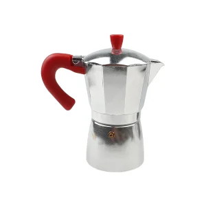 Cafetière italienne aluminium et plastique rouge 6 tasses