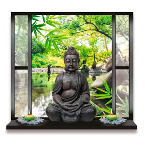 Sticker mural Trompe l’œil qualité premium Bouddha l 70 x H 50 cm