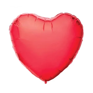 Ballon métallique Cœur aluminium rouge + paille de gonflage Petit mot d’amour