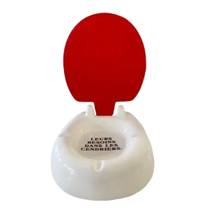 Cendrier WC humoristiques “Ceux qui jettent…” céramique/bois rouge