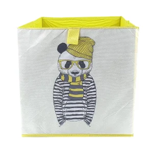 Cube de rangement pliable non tissé 31 x 31 x 31 cm panda habillé
